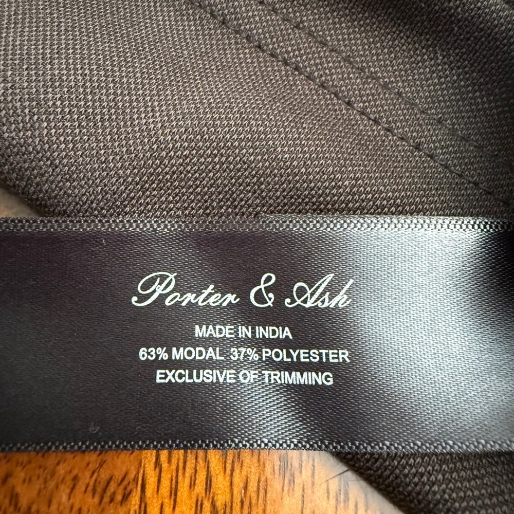 Porter & Ash Mens Quarter Zip Polo Shirt‎ L Brown Sandwashed Interlock Knit NWT - Picture 4 of 9